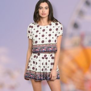 NEW Papaya Floral 2 Piece Set w/ Flowy Shorts and Matching Crop top